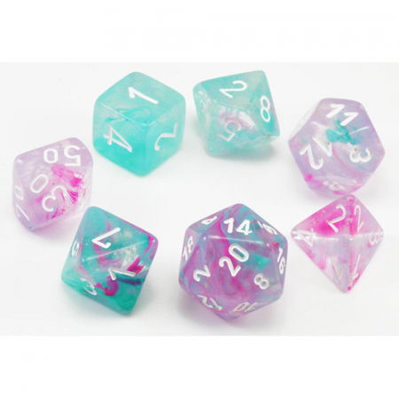 Accesorii - Chessex Nebula Polyhedral Dice Set Wisteria/white Luminary (7 dice)