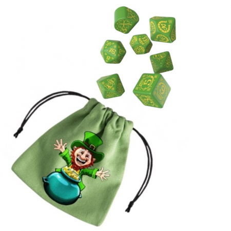Zaruri - Q-Workshop St. Patrick Dice Set - The Lucky Charm + Lucky Green Dice Bag: Pot of Gold