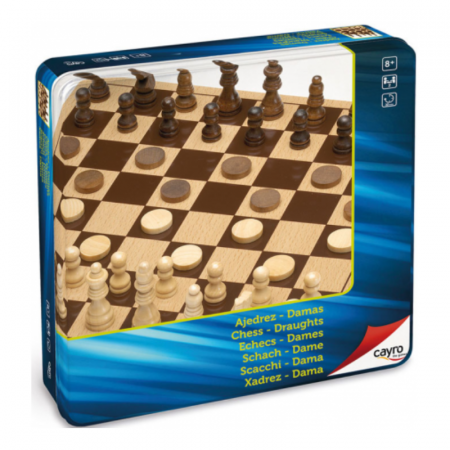 Jocuri în doi - Sah si Dame - cutie metalica