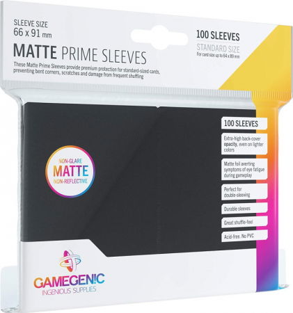 Accesorii - Gamegenic Standard Sleeves - Matte Prime Black 64x89mm (100 buc)