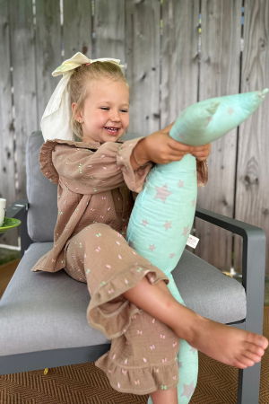 Fete - Compleu Fetiță din Muselină cu Guler și Volane-Crem Fluturi