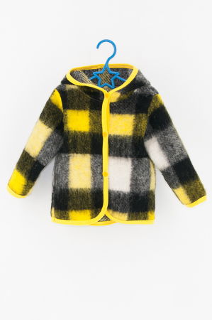 Hanorace din Lana - Hanorac Hanorac Lână Fiartă Cu Nasturi - Galben Carouri