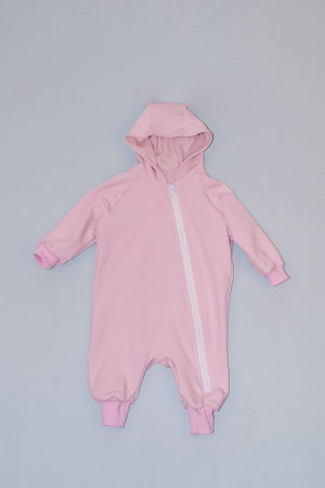 Fete - Salopetă cu Fermoar și Glugă Roz