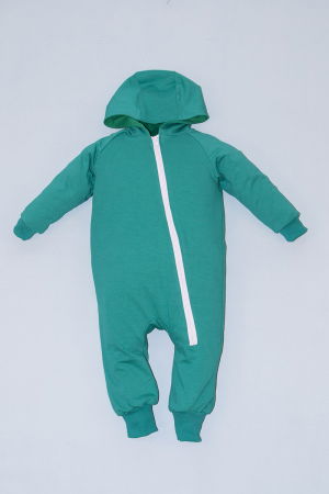 Fete - Salopetă cu Fermoar și Glugă - Verde