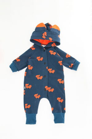 Fete - Salopetă cu Nasturi și Glugă -Vulpite