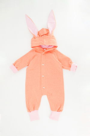 Fete - Salopetă cu Nasturi și Glugă - somon