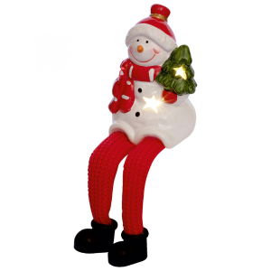 Decoratiuni de Craciun - Figurină ceramică cu LED și pluș