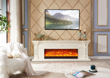 Seminee electrice - Semineu electric Premium POSEIDON, alb, 1500 W, (I*L*A) :700*2000*330 mm, efect 3D, telecomanda