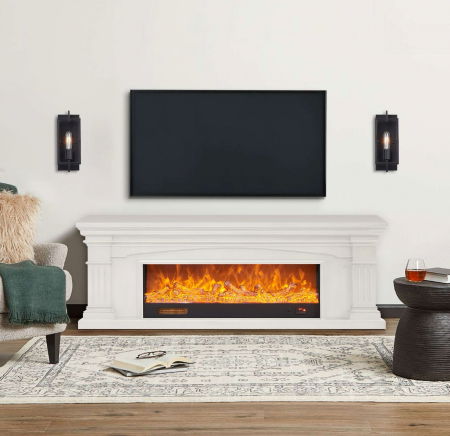 Seminee electrice - Semineu electric Premium ELSA, alb, 1500 W, (I*L*A) :700*2000*330 mm, efect 3D, telecomanda