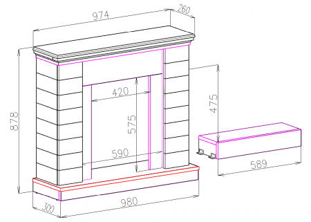 Semineu electric Rock alb & Meridian, Dimensiuni (IxLxA) 883x980x300 mm, Termostat, Efect 3D, Telecomanda [3]