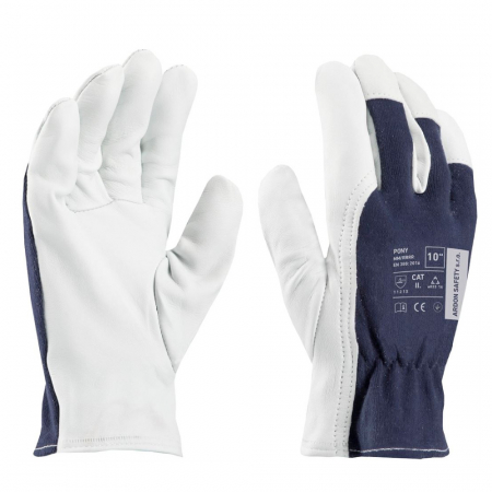 Manusi - Manusi de protectie din piele de capra Pony gri/bleumarin 1X21X