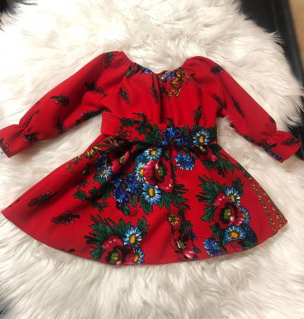 Момичета - Рокля с изискан дизайн на пионки