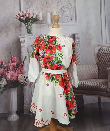 Момичета - Стилна рокля с макови мотиви