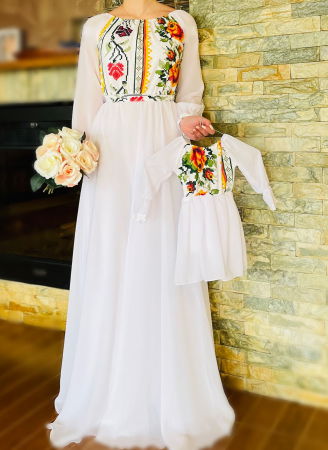 Момичета - Rochita Traditionala stilizata cu motive florale Maria 2