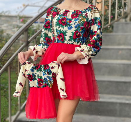 Момичета - Rochita fetite stilizata traditional cu tulle 4