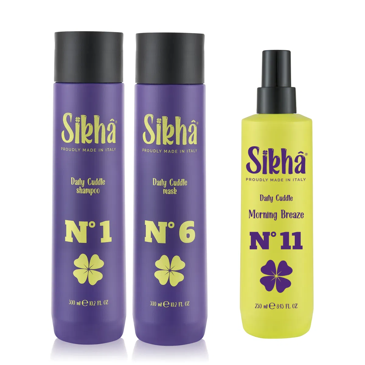 Sampoane si masti de par profesionale - Pachet sampon, masca SIKHA Daily Cuddle pentru spalari frecvente si spray aranjare Morning breaze, 850 ml