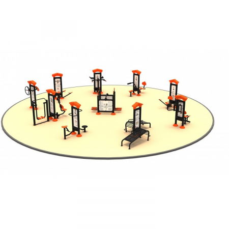 Echipamente sport EXTERIOR - 12FT Set de fitness pentru exterior cu panou 10 Aparate