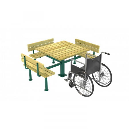 Produse profesionale de mobilier urban - 31EG Mobilier Urban Masa cu Banci lemn si metal dizabilitati