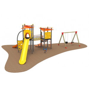 Oferte Speciale - 03 Oferta speciala Ansamblu echipamente loc de joaca Scara 2 Tobogane 2 Cataratoare Figurina arc Leagan