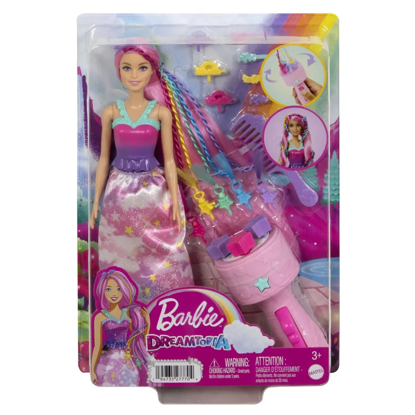 Jucării copii 5-6 ani - BARBIE DREAMTROPIA PAPUSA CU APARAT DE COAFAT