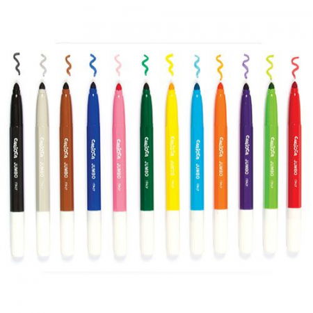 Carioci lavabile - 12 culori/set Carioca Jumbo cu varf rotund. [1]