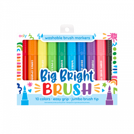 Rechizite școlare - Carioci lavabile cu pensula, Big Bright Brush, set 10 culori
