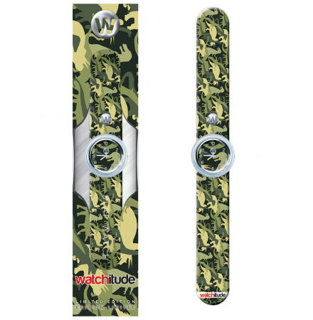 Jocuri cu dinozauri - Ceas analog pentru copii cu bratara din silicon slap-on, Lumea dinozaurilor