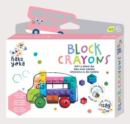 Creioane Colorate - Creioane cerate interconectabile Block Crayons - Autobuz Scolar, Haku Yoka