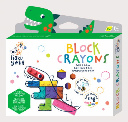 Creioane Colorate - Creioane cerate interconectabile Block Crayons - Dinozaur T-Rex, Haku Yoka