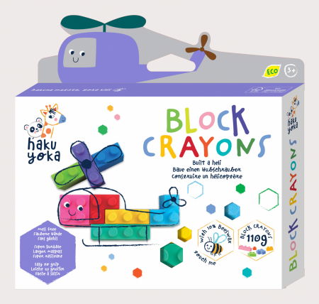 Creioane Colorate - Creioane cerate interconectabile Block Crayons - Elicopter, Haku Yoka