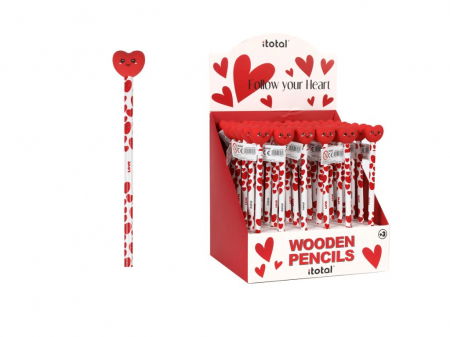Creioane Colorate - Creion HB, din lemn, design inima