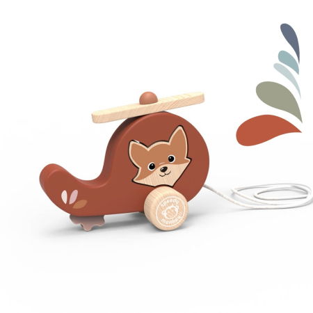 Idei de cadouri sub 100 de lei - Elicopter de tras din lemn, Speedy Monkey