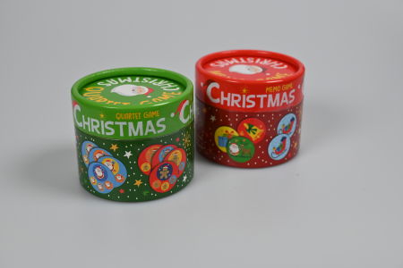 Idei de cadouri sub 50 lei - Joc de buzunar in cutie rotunda, Memo sau Quartet, tematica de Craciun