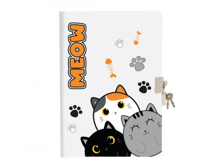 Jucării de buzunar/călătorie - Jurnal cu cheita, format A5, design cu pisicute