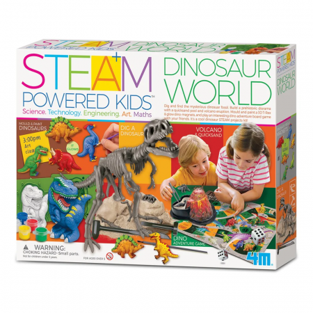 Jocuri cu dinozauri - Kit stiintific - Lumea Dinozaurilor, STEAM Kids