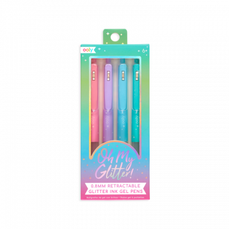 Rechizite școlare - Pixuri retractabile cu gel si sclipici, Oh My Glitter!, set 4 culori