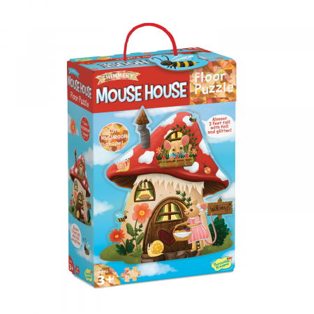 Jucării copii 3-4 ani - Puzzle de podea in forma de ciupercuta, Casuta soriceilor, Mouse House Floor Puzzle