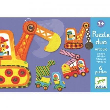 Idei de cadouri sub 50 lei - Puzzle duo mobil vehicule Djeco