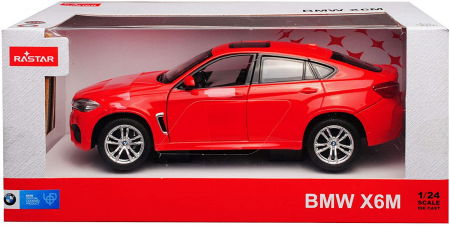 Mașinuțe și pistoale - Mașinuță metalică BMW X6M roșie cu scara 1 la 24