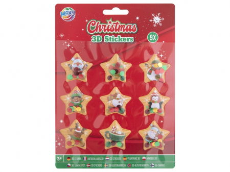 Jucării copii 5-6 ani - Set abtibilduri 3D tematica Craciun, stelute