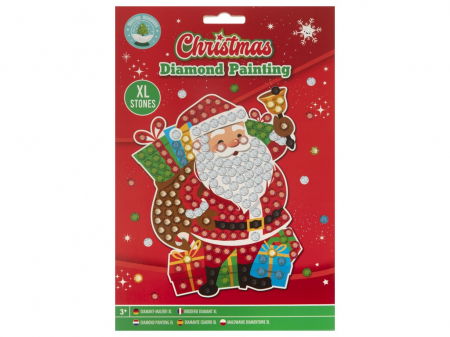 Idei de cadouri sub 50 lei - Set creativ cu tematica Craciun, Diamond Painting, A5, Mos Craciun