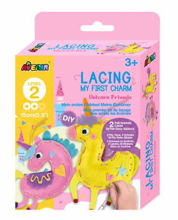 Idei de cadouri sub 50 lei - Set creativ de cusut cu tehnica siretului - Primul meu Pandantiv Unicorn, nivel 2