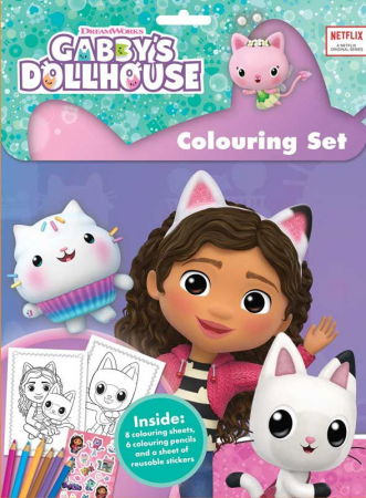 Idei de cadouri sub 50 lei - Set de colorat si abtibilduri repozitionabile Gabby's Dollhouse