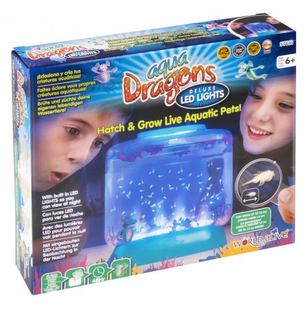 Jucării științifice și experimente - Set educativ STEM - AQUA DRAGONS® Habitat Lumea subacvatica - acvariu Deluxe cu LED-uri