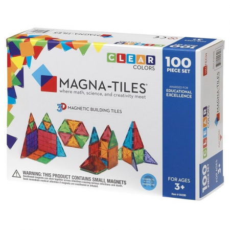 Rechizite școlare - Set magnetic Clear Colors Magna-Tiles (100 piese)