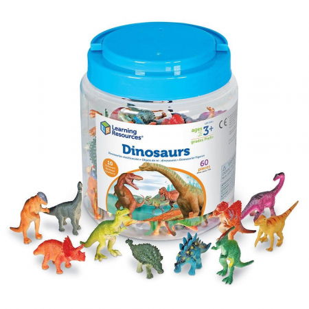 Jocuri cu dinozauri - Set pentru sortat - Dinozauri jucausi (60 piese)