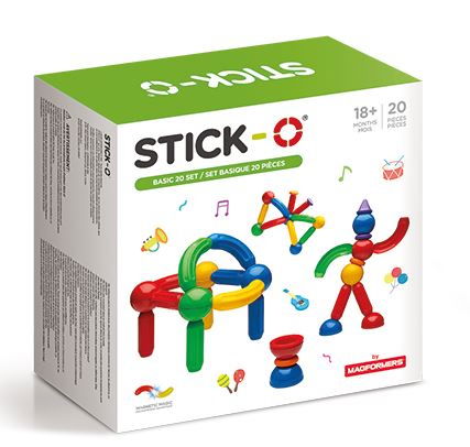 Jucării copii 5-6 ani - Joc cu magneti Stick-O, Set de baza cu 20 piese