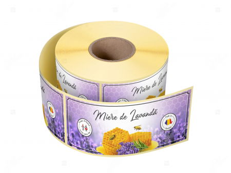 Etichete borcane miere - Etichete borcane personalizate Miere de lavanda, 54x144 mm