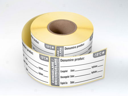 Etichete HACCP alimente - Etichete autoadezive HACCP personalizate, PRODUSE CONGELATE, 25x54 mm, 1000 buc/rola