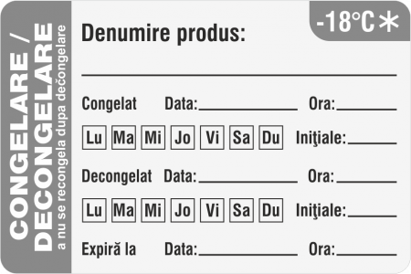 Etichete HACCP alimente - Etichete personalizate, PRODUSE CONGELATE, 75x50 mm